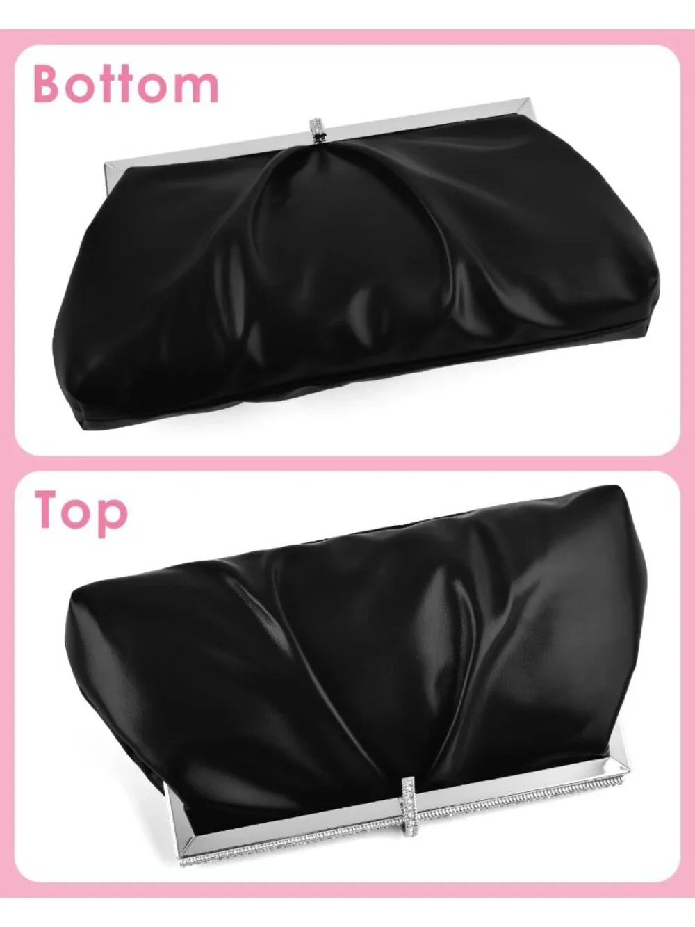 👜 Women's Black PU Leather Formal Evening Bags Shoulder Party Cocktail Clutch